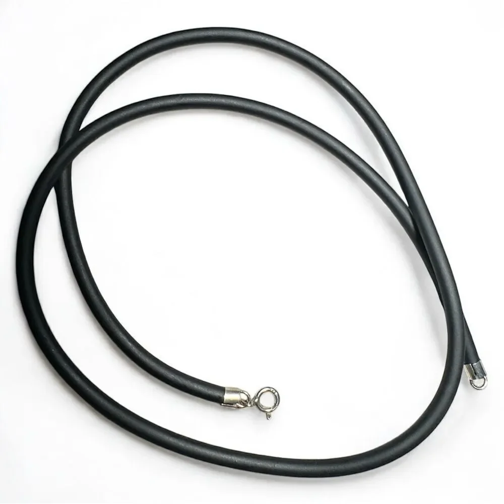 22” Black Cord Necklace - Unisex | 925 Silver Clasp | Minimalist | Great…